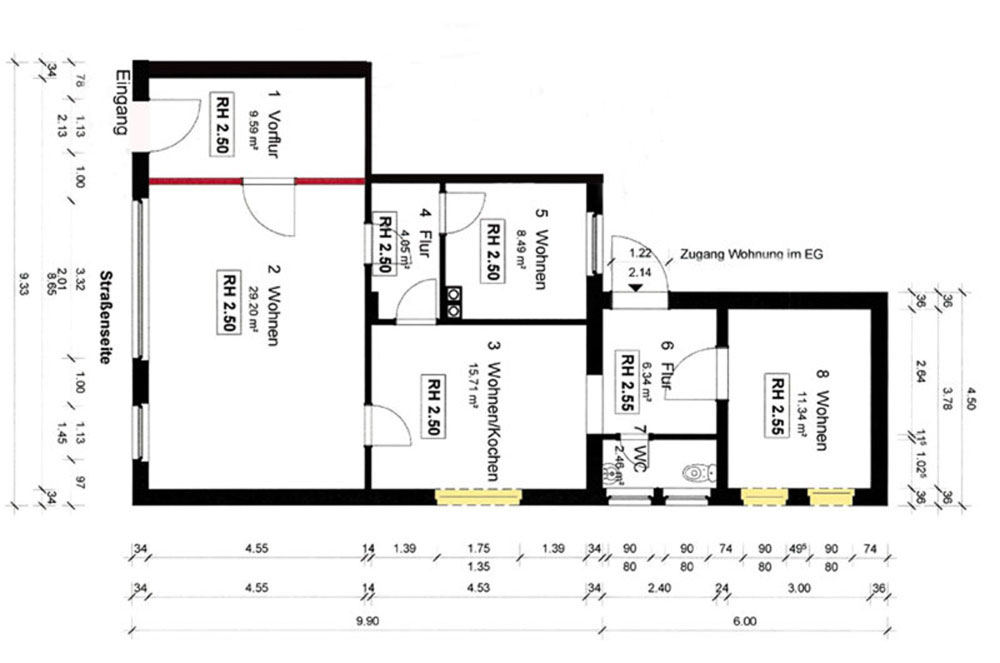 Grundriss Ferienwohnung Burg Stargard